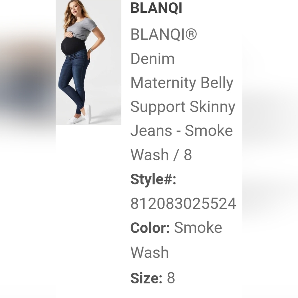 BLANQI Denim Maternity Belly Support Skinny Jeans Size 8